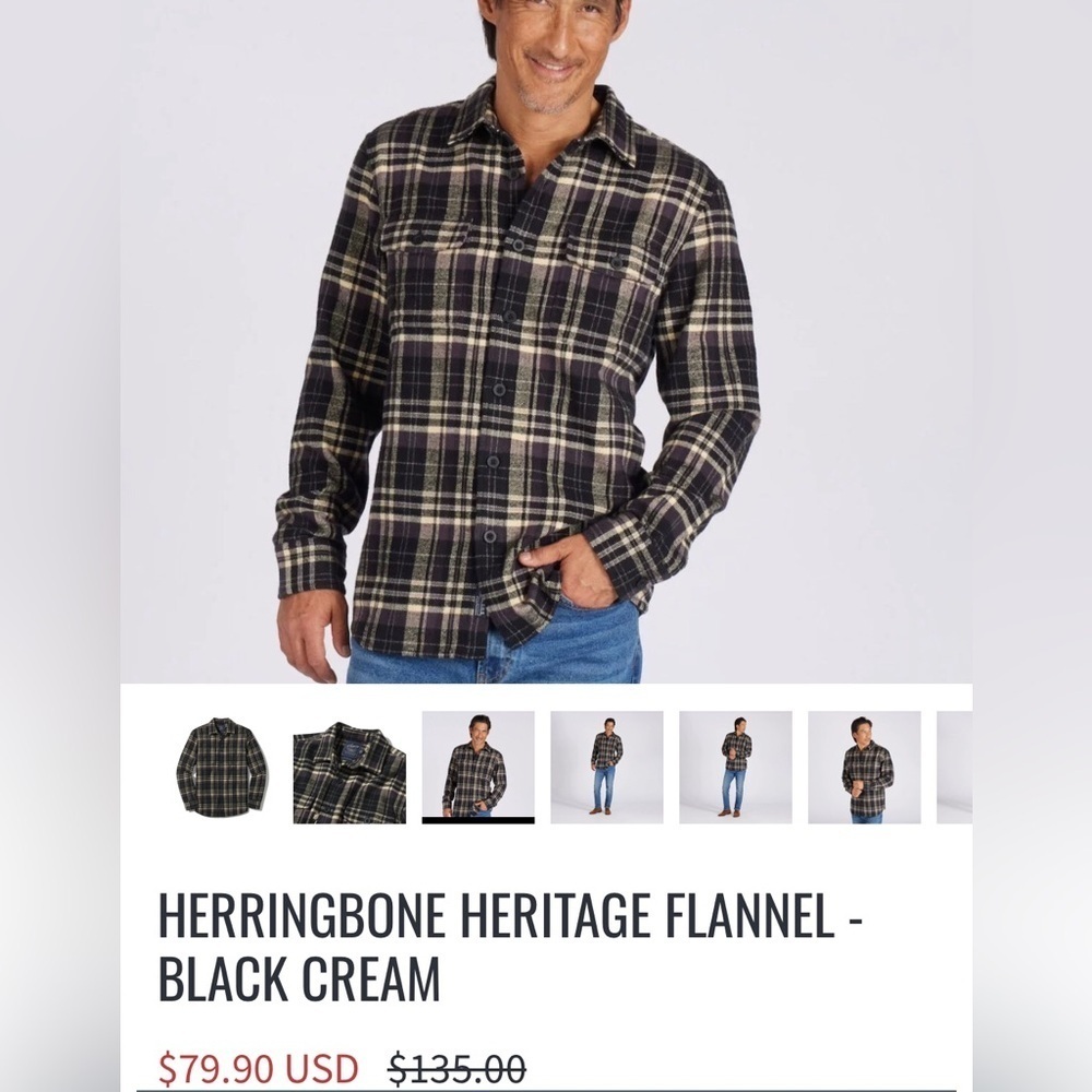 💫Grayers Herringbone Heritage Flannel Button Dow… - image 8